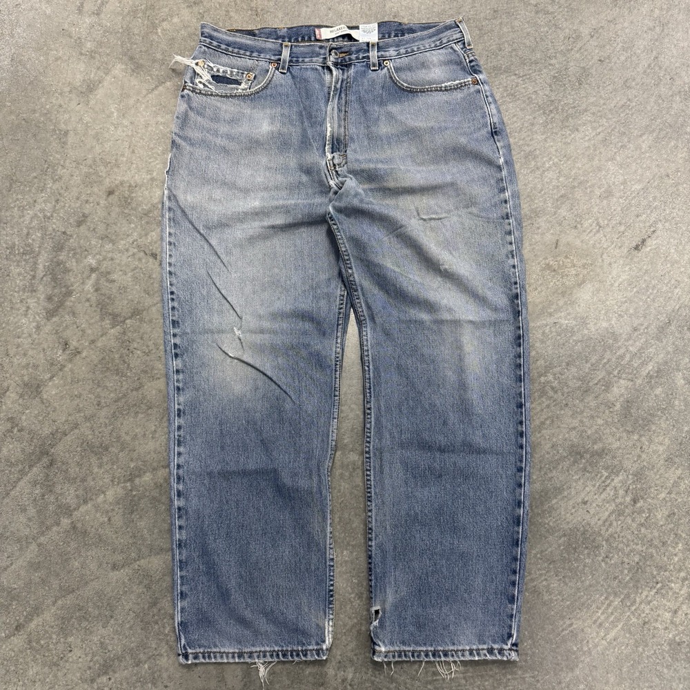 Vintage Levi's 550 Jeans Mens 36x29 Blue Light Wash Relaxed Fit Denim Thrashed